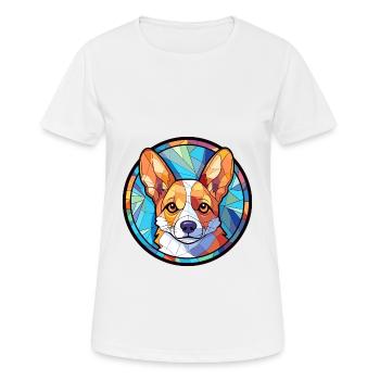 Corgi Hund Buntes Glas Bunte Karikatur Kawaii An - Frauen T-Shirt atmungsaktiv - Weiß - Vorne - AI Model Female 172 dark (172cm)