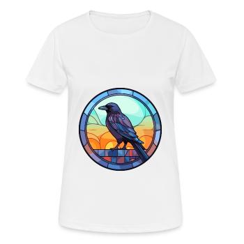 Krähe Buntglas Bunte Karikatur Kawaii Tier - Frauen T-Shirt atmungsaktiv - Weiß - Vorne - AI Model Female 172 dark (172cm)