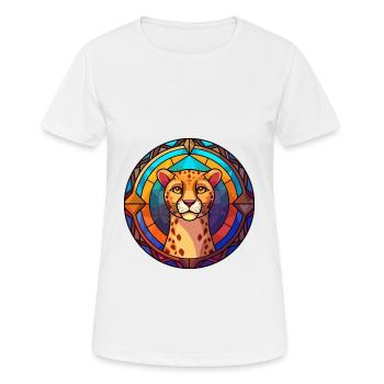 Gepard Buntes Glas Bunte Karikatur Kawaii Anim - Frauen T-Shirt atmungsaktiv - Weiß - Vorne - AI Model Female 172 dark (172cm)