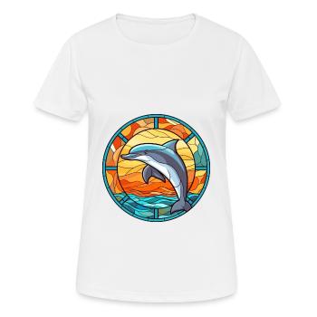 Delfin Buntes Glas Bunte Karikatur Kawaii Anim - Frauen T-Shirt atmungsaktiv - Weiß - Vorne - AI Model Female 172 dark (172cm)