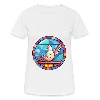 Taube Buntglas bunte Karikatur Kawaii Tier - Frauen T-Shirt atmungsaktiv - Weiß - Vorne - AI Model Female 172 dark (172cm)