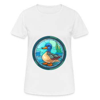 Canard vitrail coloré dessin animé Kawaii Animal - T-shirt respirant Femme - blanc - Devant - AI Model Female 172 dark (172cm)