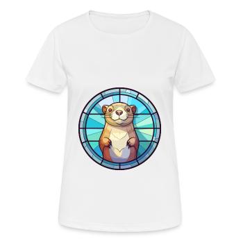 Gopher Stained Glass Colorful Cartoon Kawaii Anima - Women's Breathable T-Shirt - white - Front - AI Model Female 172 dark (172cm)