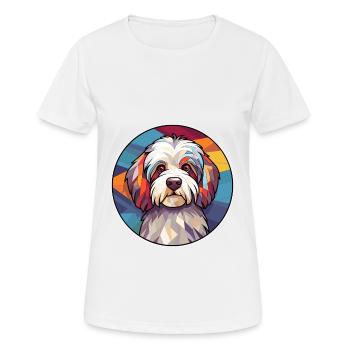 Havaneser Hund Bunte Karikatur Kawaii - Frauen T-Shirt atmungsaktiv - Weiß - Vorne - AI Model Female 172 dark (172cm)