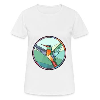 Colibri vitrail coloré dessin animé Kawaii - T-shirt respirant Femme - blanc - Devant - AI Model Female 172 dark (172cm)