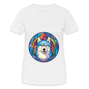Husky Hund Buntes Glas Bunte Karikatur Kawaii An - Frauen T-Shirt atmungsaktiv - Weiß - Vorne - AI Model Female 172 dark (172cm)