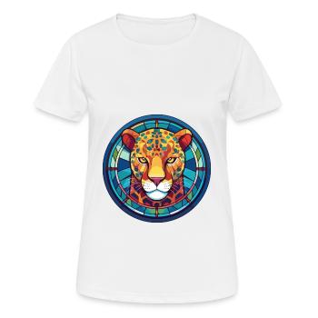 Jaguar Buntes Glas Bunte Karikatur Kawaii Anima - Frauen T-Shirt atmungsaktiv - Weiß - Vorne - AI Model Female 172 dark (172cm)