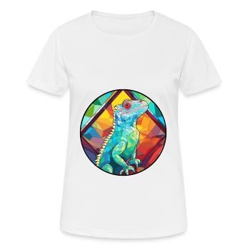 Iguane vitrail coloré dessin animé Kawaii Anima - T-shirt respirant Femme - blanc - Devant - AI Model Female 172 dark (172cm)