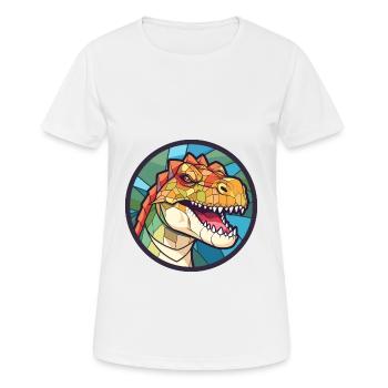 Dinosaur Stained Glass Colorful Cartoon Kawaii Ani - Women's Breathable T-Shirt - white - Front - AI Model Female 172 dark (172cm)