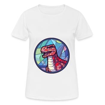 Dinosaur Stained Glass Colorful Cartoon Kawaii Ani - Women's Breathable T-Shirt - white - Front - AI Model Female 172 dark (172cm)