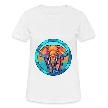 Elephant Stained Glass Colorful Cartoon Kawaii Ani - Women's Breathable T-Shirt - white - Front - AI Model Female 172 dark (172cm)
