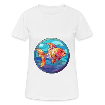 Poisson vitrail coloré dessin animé kawaii animal - T-shirt respirant Femme - blanc - Devant - AI Model Female 172 dark (172cm)