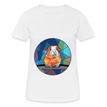 Guinea Pig Stained Glass Colorful Cartoon Kawaii A - Women's Breathable T-Shirt - white - Front - AI Model Female 172 dark (172cm)