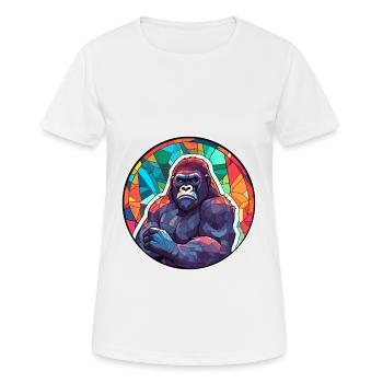 Gorilla Stained Glass Colorful Cartoon Kawaii Anim - Women's Breathable T-Shirt - white - Front - AI Model Female 172 dark (172cm)