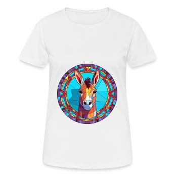 Esel Buntes Glas Bunte Karikatur Kawaii Anima - Frauen T-Shirt atmungsaktiv - Weiß - Vorne - AI Model Female 172 dark (172cm)