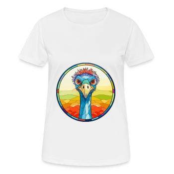 Emu Stained Glass Colorful Cartoon Kawaii Animal - Women's Breathable T-Shirt - white - Front - AI Model Female 172 dark (172cm)