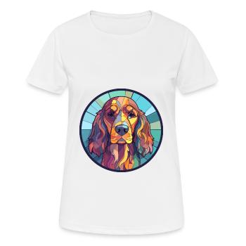Cocker anglais Spaniel chien vitrail coloré - T-shirt respirant Femme - blanc - Devant - AI Model Female 172 dark (172cm)