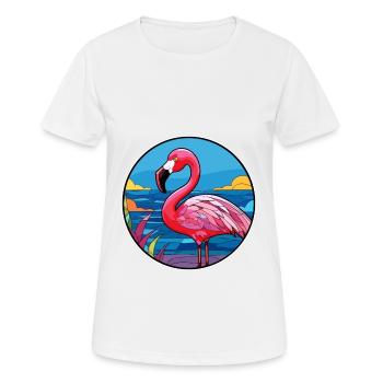 Flamingo Stained Glass Colorful Cartoon Kawaii Ani - Women's Breathable T-Shirt - white - Front - AI Model Female 172 dark (172cm)