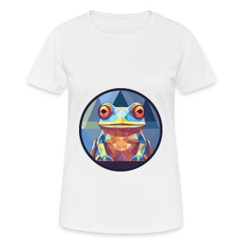 Grenouille vitrail coloré dessin animé Kawaii Animal - T-shirt respirant Femme - blanc - Devant - AI Model Female 172 dark (172cm)