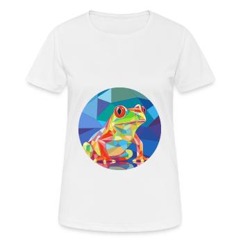 Grenouille vitrail coloré dessin animé Kawaii Animal - T-shirt respirant Femme - blanc - Devant - AI Model Female 172 dark (172cm)