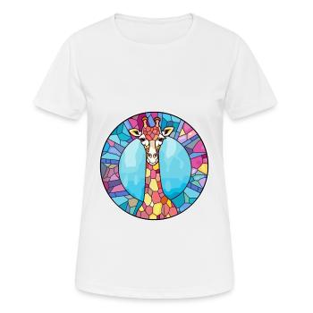 Girafe vitrail coloré dessin animé Kawaii Anim - T-shirt respirant Femme - blanc - Devant - AI Model Female 172 dark (172cm)