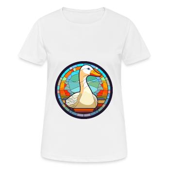 Oie vitrail coloré Cartoon Kawaii Animal - T-shirt respirant Femme - blanc - Devant - AI Model Female 172 dark (172cm)