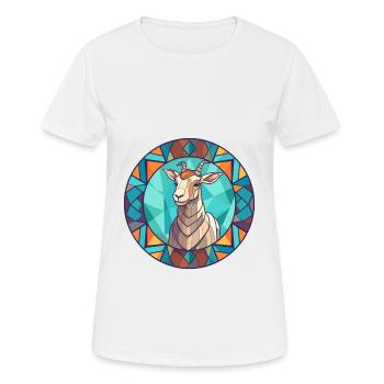 Chèvre vitrail coloré dessin animé Kawaii Animal - T-shirt respirant Femme - blanc - Devant - AI Model Female 172 dark (172cm)
