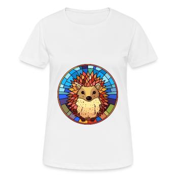 Hedgehog Stained Glass Colorful Cartoon Kawaii Ani - Women's Breathable T-Shirt - white - Front - AI Model Female 172 dark (172cm)