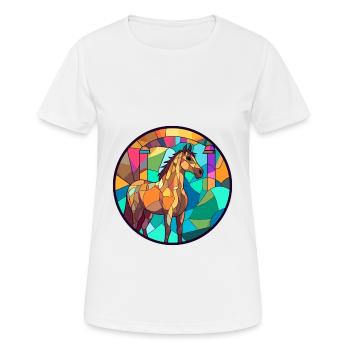 Pferd Bunte Karikatur Kawaii Tier - Frauen T-Shirt atmungsaktiv - Weiß - Vorne - AI Model Female 172 dark (172cm)