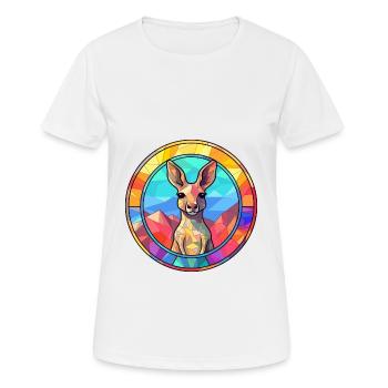 Kangourou vitrail coloré dessin animé Kawaii Ani - T-shirt respirant Femme - blanc - Devant - AI Model Female 172 dark (172cm)