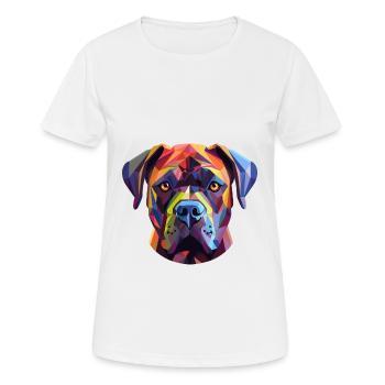 Cane Corso chien vitrail coloré dessin animé Kawa - T-shirt respirant Femme - blanc - Devant - AI Model Female 172 dark (172cm)
