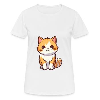 Katze niedliche Karikatur Kawaii Aquarell Tier Haustier - Frauen T-Shirt atmungsaktiv - Weiß - Vorne - AI Model Female 172 dark (172cm)