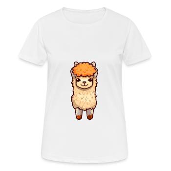 Alpaga mignon dessin animé kawaii aquarelle animal animal de compagnie - T-shirt respirant Femme - blanc - Devant - AI Model Female 172 dark (172cm)