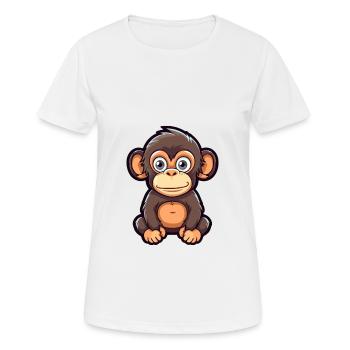 Chimpanzé Mignon Dessin Animé Kawaii Aquarelle Animal P - T-shirt respirant Femme - blanc - Devant - AI Model Female 172 dark (172cm)