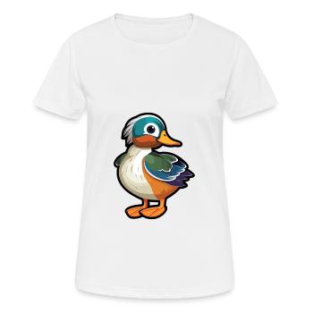 Mandarinente niedliche Karikatur Kawaii Aquarell Anima - Frauen T-Shirt atmungsaktiv - Weiß - Vorne - AI Model Female 172 dark (172cm)