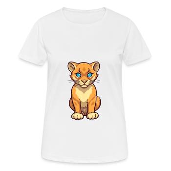 Cougar Mignon Dessin Animé Kawaii Aquarelle Animal De Compagnie - T-shirt respirant Femme - blanc - Devant - AI Model Female 172 dark (172cm)
