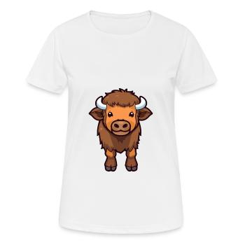 Bison Cute Cartoon Kawaii Watercolor Animal Pet - Women's Breathable T-Shirt - white - Front - AI Model Female 172 dark (172cm)