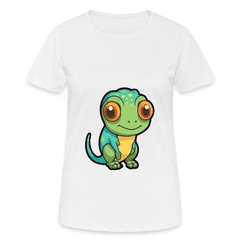 Chameleon Cute Cartoon Kawaii Watercolor Animal Pe - Women's Breathable T-Shirt - white - Front - AI Model Female 172 dark (172cm)