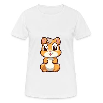 Chipmunk Cute Cartoon Kawaii Watercolor Animal Pet - Women's Breathable T-Shirt - white - Front - AI Model Female 172 dark (172cm)