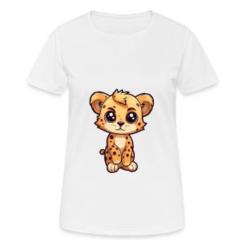 Gepard Niedliche Karikatur Kawaii Aquarell Tier Haustier - Frauen T-Shirt atmungsaktiv - Weiß - Vorne - AI Model Female 172 dark (172cm)