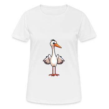 Crane Cute Cartoon Kawaii Watercolor Animal Pet - Women's Breathable T-Shirt - white - Front - AI Model Female 172 dark (172cm)