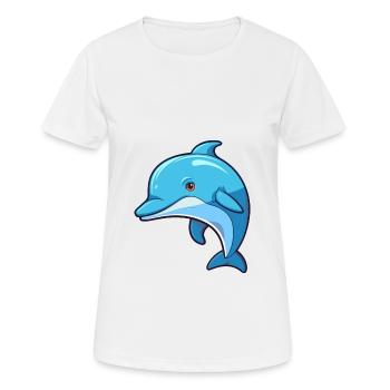 Delfin niedliche Karikatur Kawaii Aquarell Tier Haustier - Frauen T-Shirt atmungsaktiv - Weiß - Vorne - AI Model Female 172 dark (172cm)