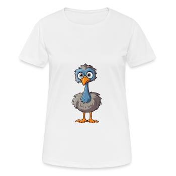 Emu Cute Cartoon Kawaii Watercolor Animal Pet - Women's Breathable T-Shirt - white - Front - AI Model Female 172 dark (172cm)