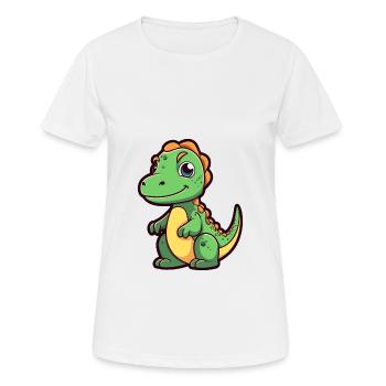 Dinosaure Mignon Dessin Animé Kawaii Aquarelle Animal Animal De Compagnie - T-shirt respirant Femme - blanc - Devant - AI Model Female 172 dark (172cm)
