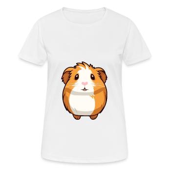 Cochon d’Inde mignon dessin animé kawaii aquarelle Animal P - T-shirt respirant Femme - blanc - Devant - AI Model Female 172 dark (172cm)