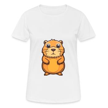 Gopher Cute Cartoon Kawaii Watercolor Animal Pet - Women's Breathable T-Shirt - white - Front - AI Model Female 172 dark (172cm)