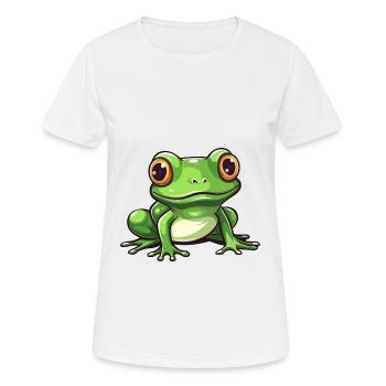 Grenouille Mignon Dessin Animé Kawaii Aquarelle Animal De Compagnie - T-shirt respirant Femme - blanc - Devant - AI Model Female 172 dark (172cm)