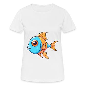 Fish Cute Cartoon Kawaii Watercolor Animal Pet - Women's Breathable T-Shirt - white - Front - AI Model Female 172 dark (172cm)
