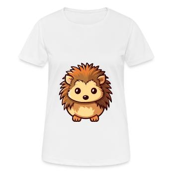 Hedgehog Cute Cartoon Kawaii Watercolor Animal Pet - Women's Breathable T-Shirt - white - Front - AI Model Female 172 dark (172cm)