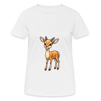 Impala Niedliche Karikatur Kawaii Aquarell Tier Haustier - Frauen T-Shirt atmungsaktiv - Weiß - Vorne - AI Model Female 172 dark (172cm)
